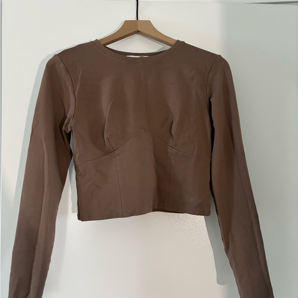 Louna Brown Corset-Style Long-Sleeve